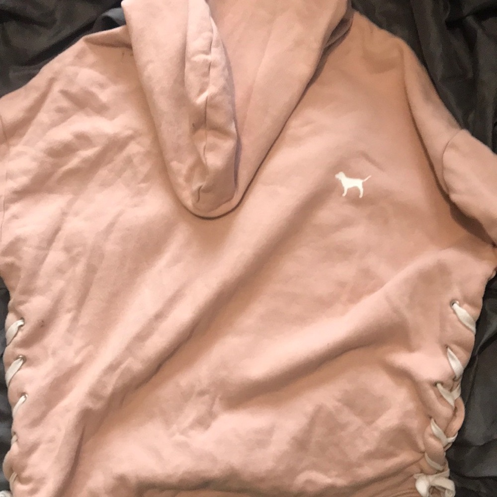 PINK pink hoodie with adjustable string sides